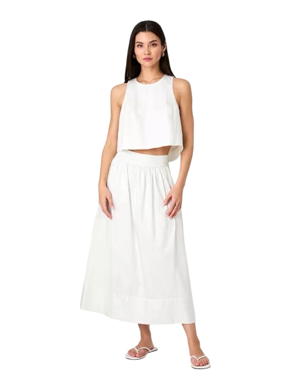 French Connection Cotton Poplin Pinstriped Shell Top and Maxi Skirt Size Small